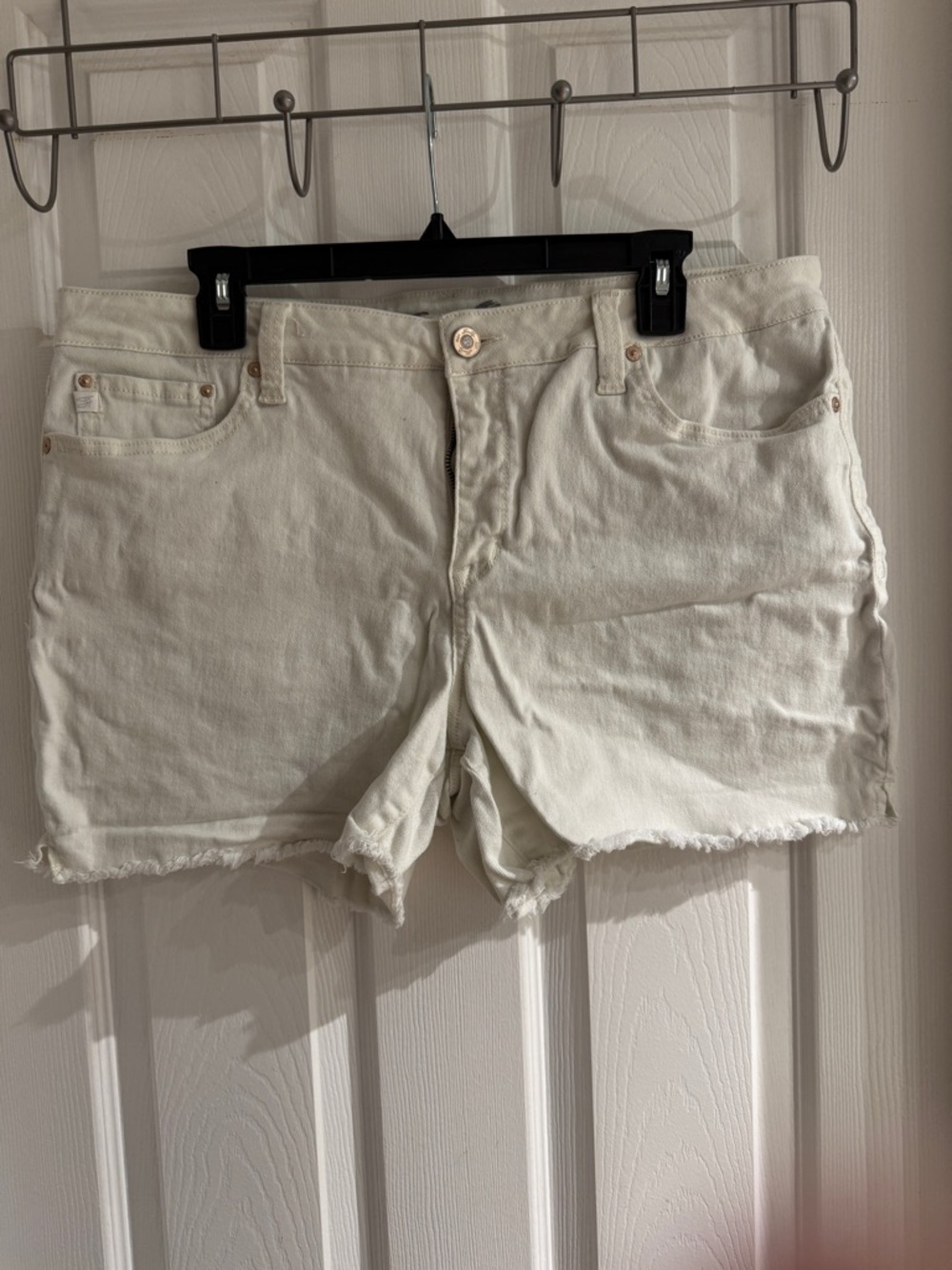 Seven7 Cream Cutoff Denim Shorts